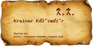 Kreiner Kázmér névjegykártya